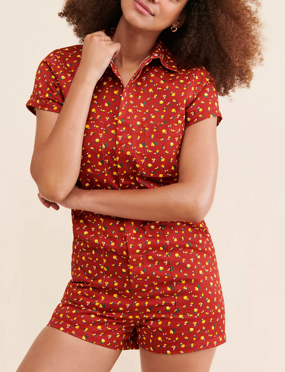 NEW ROLLA'S FREE PEOPLE RED ALPINE FLORAL HAMPTONS ROMPER SZ XS